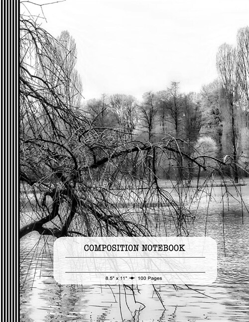 Composition Notebook: Large Blank Ruled Lined Writing and Journaling Paper Book - Black and White Tree Landscape Journal (Paperback)