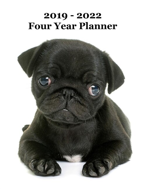 2019 - 2022 Four Year Planner: Adorable Pug Puppy Cover - Includes Major U.S. Holidays and Sporting Events (Paperback)