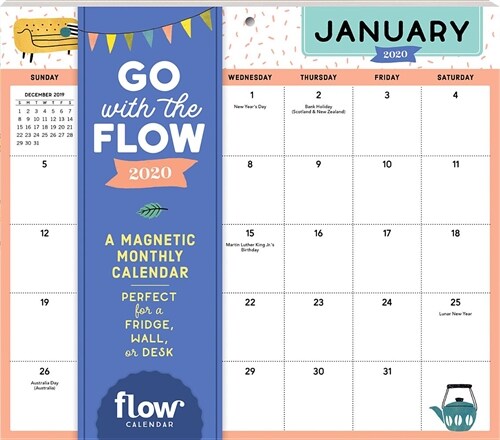 Go with the Flow Desk Calendar 2020: A Magnetic Monthly Calendar Perfect for a Fridge, Wall, or Desk (Desk)