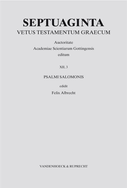 Septuaginta. Band 12,3: Psalmi Salomonis (Hardcover)