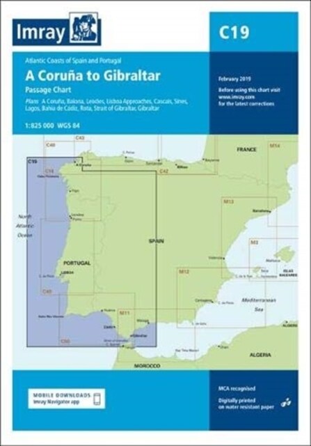 Imray Chart C19 : A Coruna to Gibraltar (Sheet Map, folded, New ed)