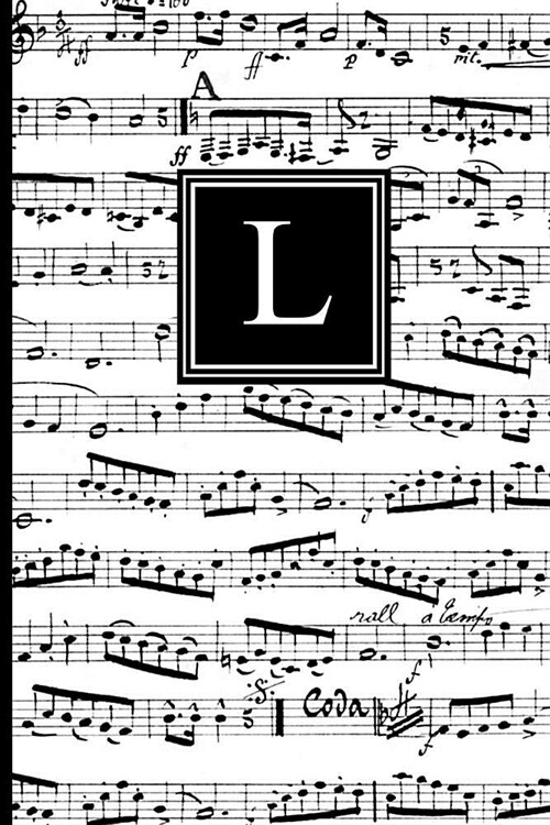 L: Musical Letter L Monogram Music Journal, Black and White Music Notes Cover, Personal Name Initial Personalized Journal (Paperback)