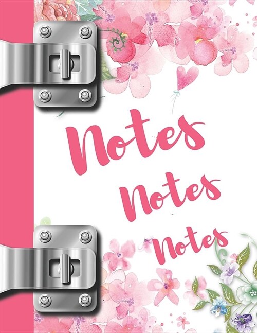 Note Notes Notes: Pink Floral College Ruled Composition Writing Notebook (Paperback)