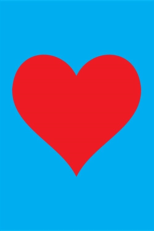 Blank Notebook - 100 Pages - Red Heart on Cyan: Unlined / Unruled Cream Paper; Page Numbers; Blank Table of Contents; 6 X 9; 15.2 CM X 22.9 CM (Paperback)