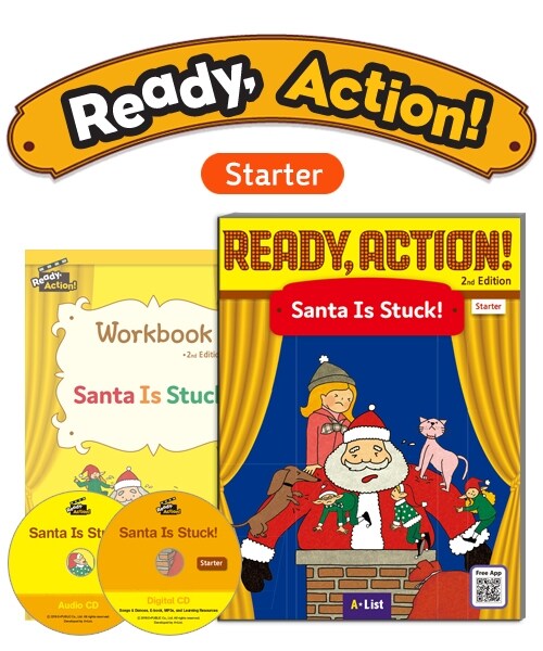 [중고] Ready Action Starter : Santa Is Stuck! (Student Book with CDs + Workbook, 2nd Edition)