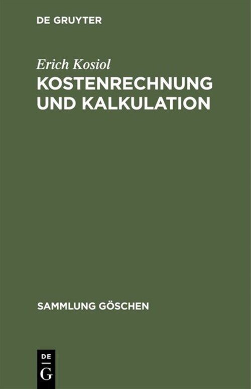 Kostenrechnung Und Kalkulation (Hardcover)