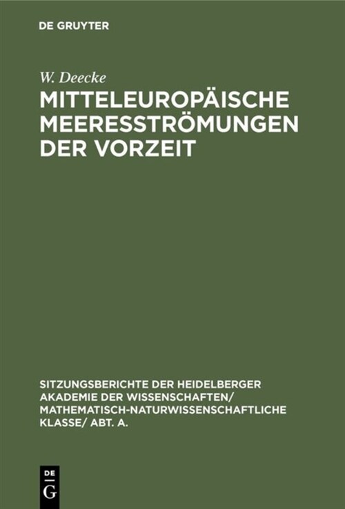 Mitteleurop?sche Meeresstr?ungen Der Vorzeit (Hardcover)