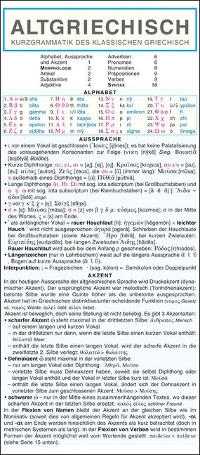 Altgriechisch - Kurzgrammatik des klassischen Griechischen (Paperback)