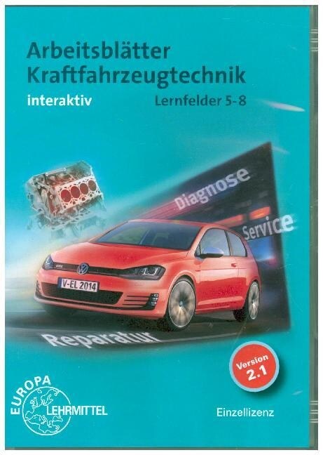 Arbeitsblatter Kraftfahrzeugtechnik interaktiv, Lernfelder 5-8, CD-ROM (CD-ROM)