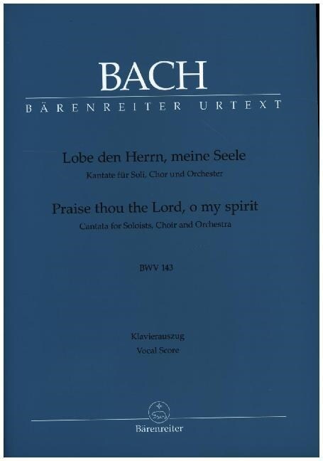 Lobe den Herrn, meine Seele BWV 143, Klavierauszug (Sheet Music)