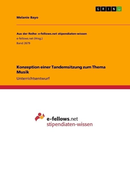 Konzeption einer Tandemsitzung zum Thema Musik (Paperback)