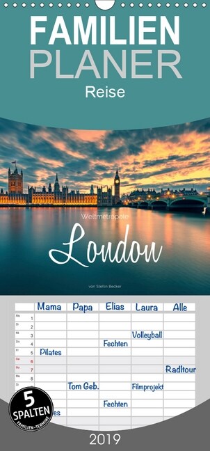 Weltmetropole London - Familienplaner hoch (Wandkalender 2019 , 21 cm x 45 cm, hoch) (Calendar)