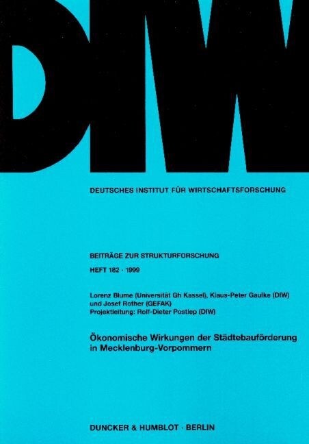 Okonomische Wirkungen Der Stadtebauforderung in Mecklenburg-Vorpommern (Paperback)