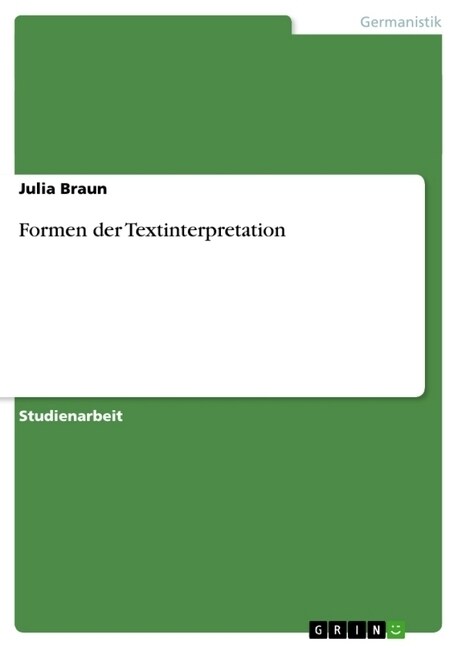 Formen der Textinterpretation (Paperback)