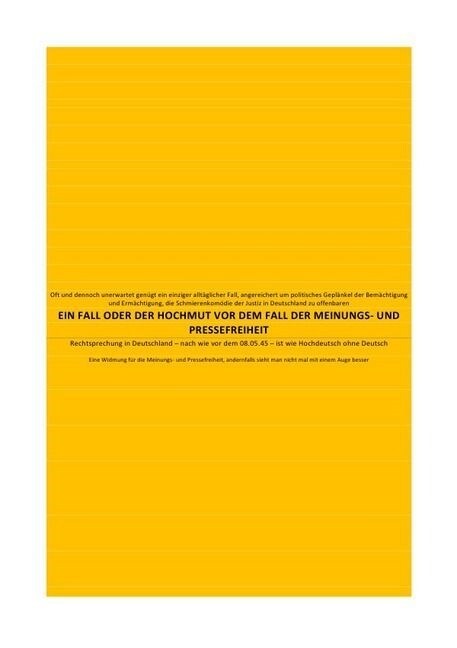 EIN FALL ODER DER HOCHMUT VOR DEM FALL DER MEINUNGS- UND PRESSEFREIHEIT (Paperback)