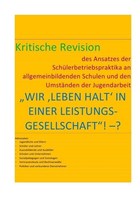 WIR LEBEN HALT IN EINER LEISTUNGS-GESELLSCHAFT! -？ (Paperback)