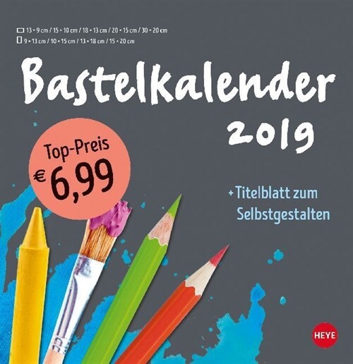 Bastelkalender anthrazit groß 2019 (Calendar)