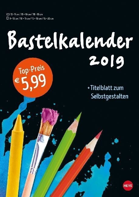 Bastelkalender schwarz A4 2019 (Calendar)