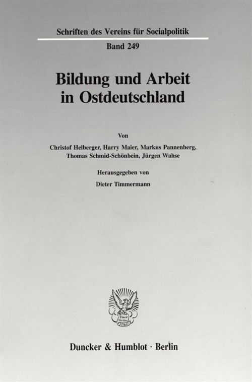 Bildung Und Arbeit in Ostdeutschland (Paperback)