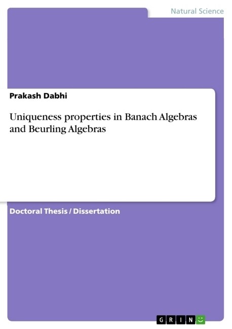 Uniqueness properties in Banach Algebras and Beurling Algebras (Paperback)
