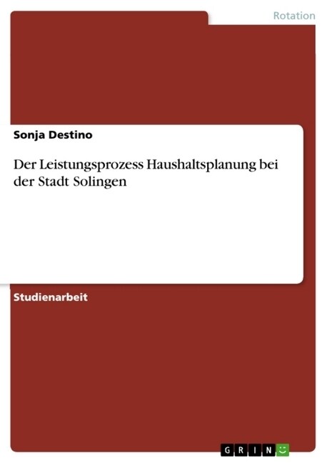 Der Leistungsprozess Haushaltsplanung bei der Stadt Solingen (Paperback)