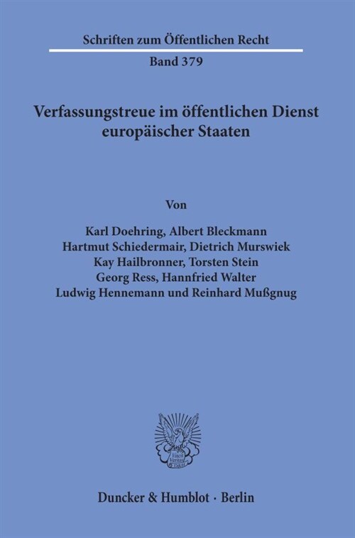 Verfassungstreue Im Offentlichen Dienst Europaischer Staaten (Paperback)