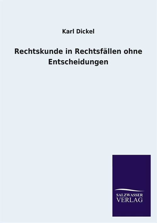 Rechtskunde in Rechtsfallen ohne Entscheidungen (Paperback)