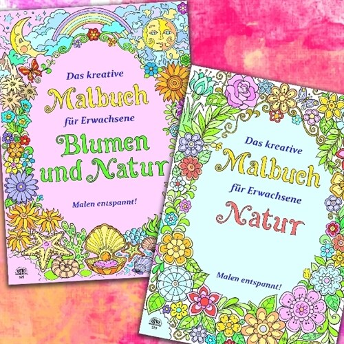 Das kreative Malbuch fur Erwachsene - Blumen und Natur / Natur, 2 Bande (Paperback)