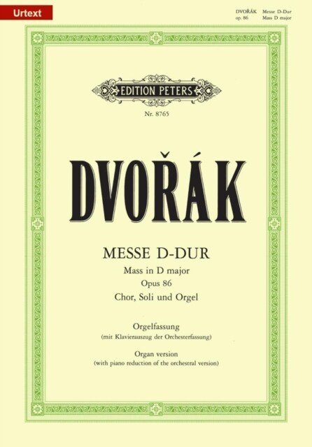 Mass in D Op. 86 (Organ Version with Piano Reduction of Orchestral Version) (Sheet Music)