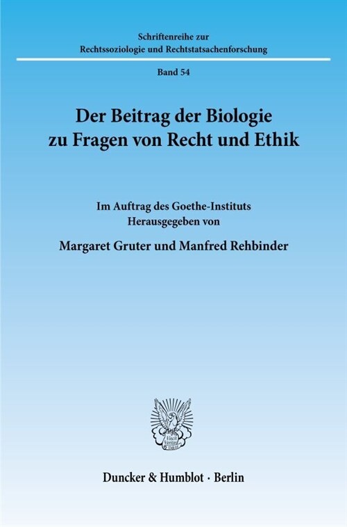 Der Beitrag Der Biologie Zu Fragen Von Recht Und Ethik (Paperback)