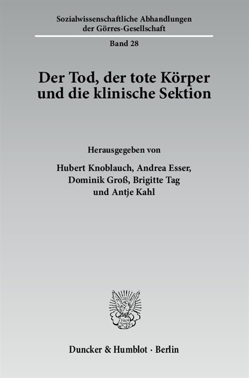 Der Tod, Der Tote Korper Und Die Klinische Sektion (Paperback)