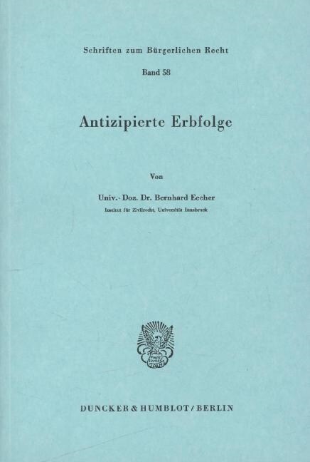 Antizipierte Erbfolge (Paperback)