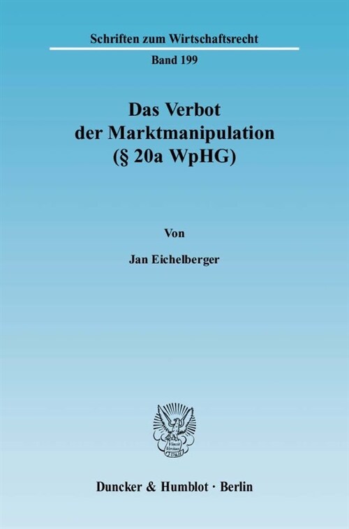 Das Verbot Der Marktmanipulation ( 20a Wphg) (Paperback)