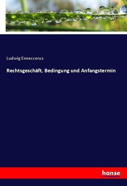 Rechtsgesch?t, Bedingung und Anfangstermin (Paperback)