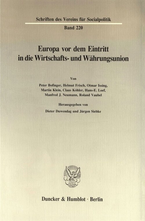 Europa VOR Dem Eintritt in Die Wirtschafts- Und Wahrungsunion (Paperback)