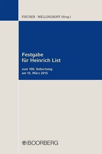 Festgabe fur Heinrich List (Hardcover)