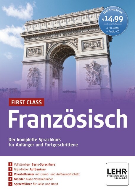 First Class Franzosisch, 4 CD-ROMs + Audio-CD (CD-ROM)