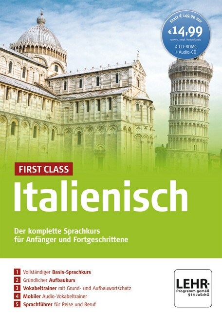 First Class Italienisch, 4 CD-ROMs + Audio-CD (CD-ROM)
