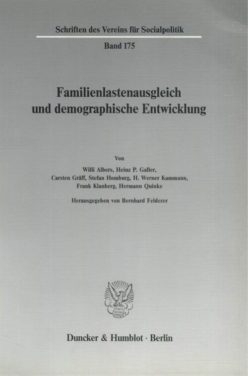 Familienlastenausgleich Und Demographische Entwicklung (Paperback)