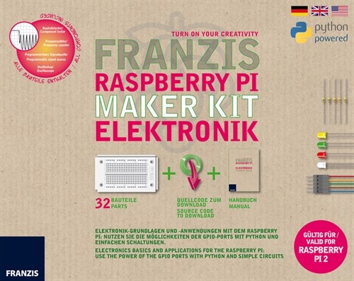 Franzis Raspberry Pi Maker Kit Elektronik, 32Bauteile, Quellcode zum Download und Handbuch (General Merchandise)
