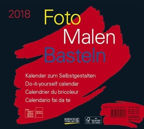 Foto-Malen-Basteln quer schwarz 2018 (Calendar)