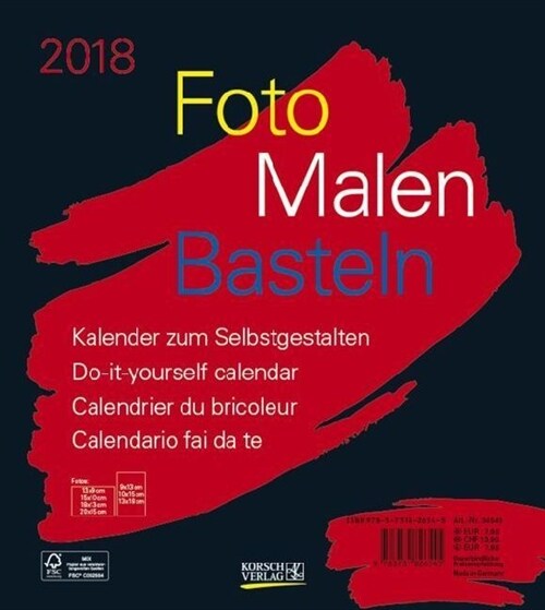 Foto-Malen-Basteln schwarz 2018 (Calendar)