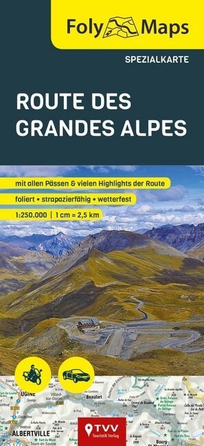 FolyMaps Route des Grandes Alpes Spezialkarte (Sheet Map)