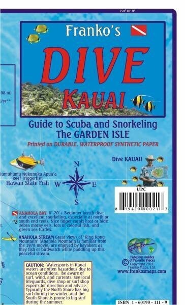 Franko Maps Kauai Dive Guide Map and Fishcard (Sheet Map)