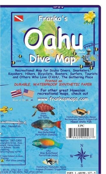 Franko Maps Frankos Oahu Dive Map (Sheet Map)