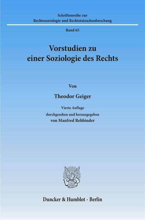 Vorstudien Zu Einer Soziologie Des Rechts (Paperback, 4, 4. Aufl., Durch)