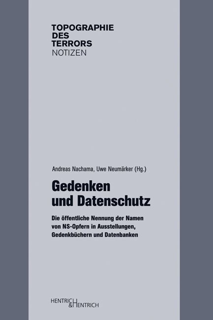 Gedenken und Datenschutz (Paperback)