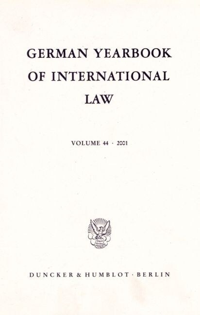 German Yearbook of International Law / Jahrbuch Fur Internationales Recht: Vol. 44 (21) (Hardcover)