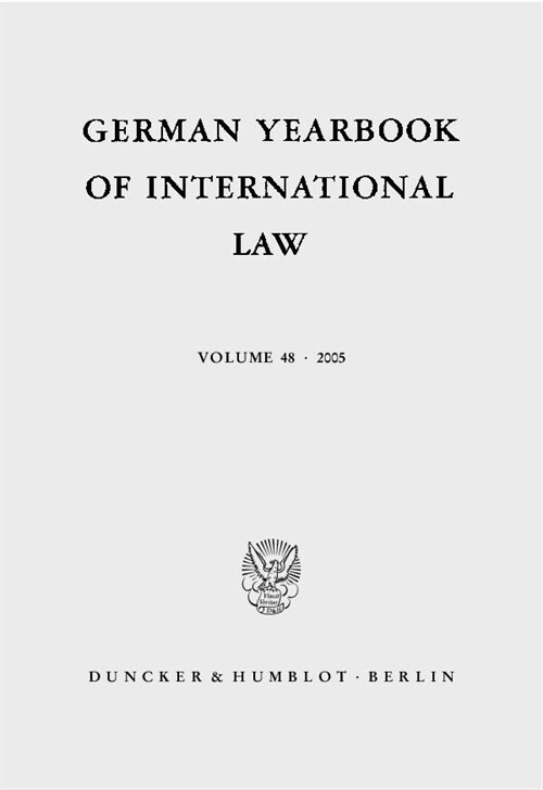 German Yearbook of International Law / Jahrbuch Fur Internationales Recht: Vol. 48 (25) (Hardcover)