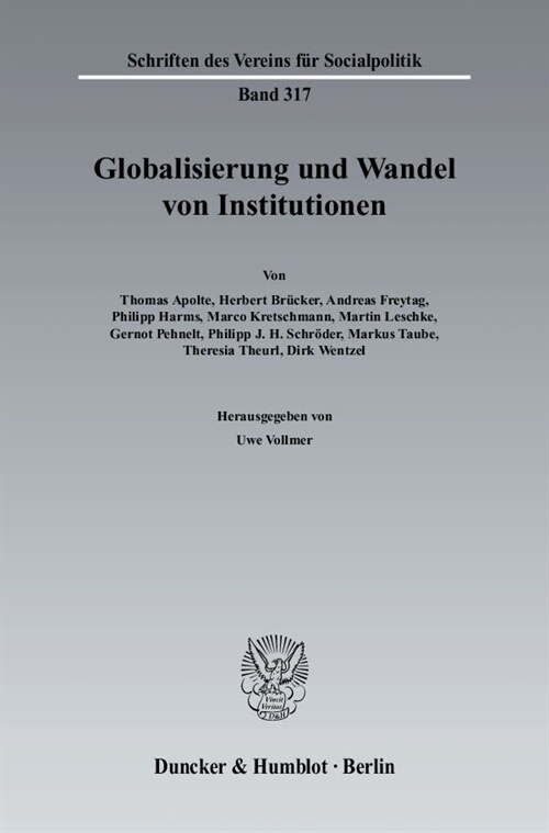 Globalisierung Und Wandel Von Institutionen (Paperback)